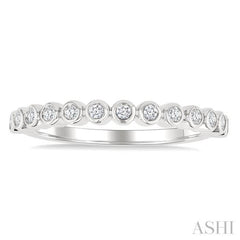 1/6 Ctw Half Eternity Bezel Set Round Cut Diamond Fashion Band in 10K White Gold