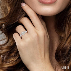 1/3 Ctw Diamond Engagement Ring with 1/5 Ct Round Cut Center Stone in 14K White Gold