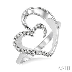 1/10 Ctw Round Cut Diamond Heart Shape Ring in 14K White Gold