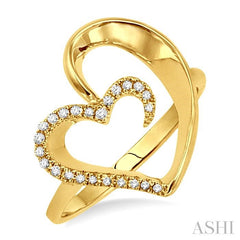 1/10 Ctw Round Cut Diamond Heart Shape Ring in 14K Yellow Gold