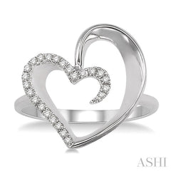 1/10 Ctw Round Cut Diamond Heart Shape Ring in 10K White Gold