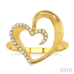 1/10 Ctw Round Cut Diamond Heart Shape Ring in 10K Yellow Gold