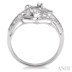 1/10 ctw Twin Heart Diamond Ring in 10K White Gold