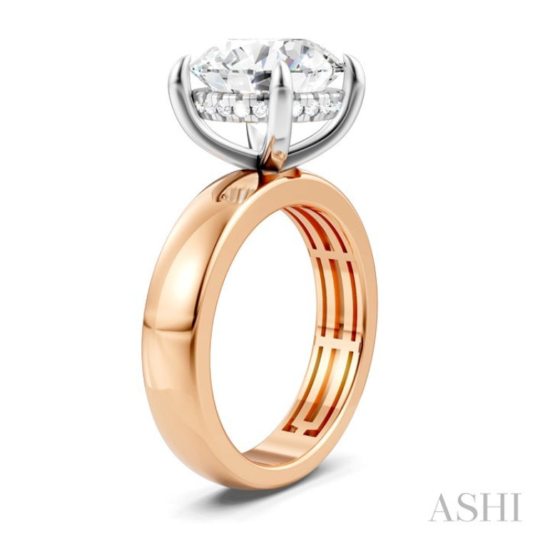 1/8 Ctw Round Shape Round Cut Diamond Semi-Mount Engagement Ring in 14K Rose and White Gold