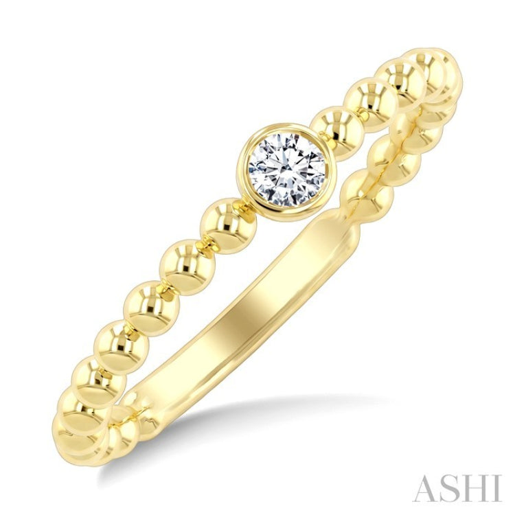 1/10 Ctw Bezel Set Round Cut Bead Bijoux Diamond Beaded Ring in 10K Yellow Gold