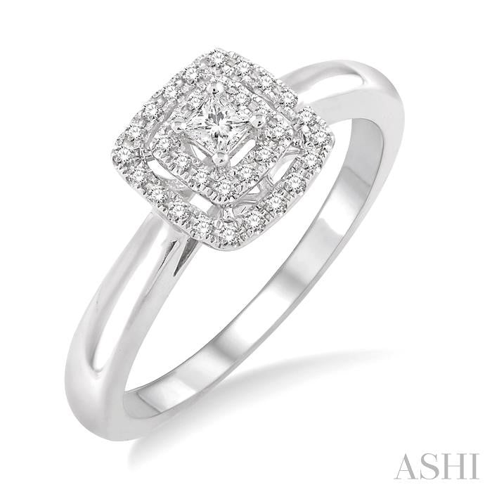 1/5 Ctw Square Shape Diamond Fashion Ring in 14K White Gold