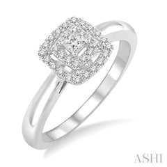 1/5 Ctw Square Shape Diamond Fashion Ring in 14K White Gold