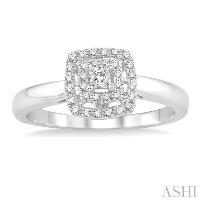 1/5 Ctw Square Shape Diamond Fashion Ring in 14K White Gold