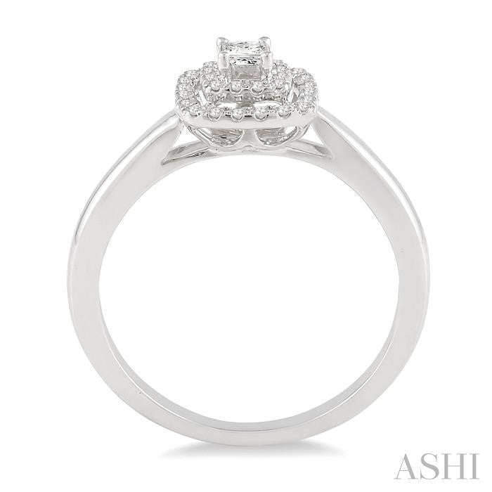 1/5 Ctw Square Shape Diamond Fashion Ring in 14K White Gold