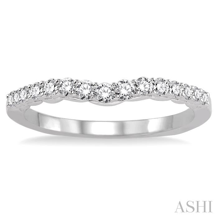 1/3 Ctw Round Cut Diamond Wedding Band in 14K White Gold