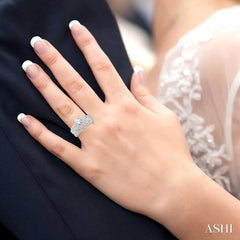 5/8 Ctw Diamond Wedding Set with 1/2 Ctw Round Cut Engagement Ring and 1/10 Ctw Wedding Band in 14K White Gold