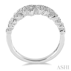 1/10 Ctw Round Cut Diamond Wedding Band in 14K White Gold