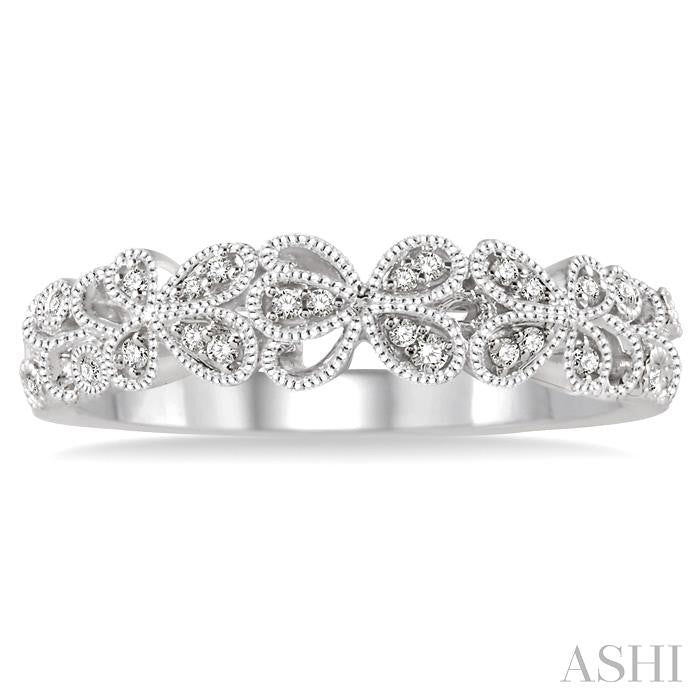 1/10 Ctw Round Cut Diamond Wedding Band in 14K White Gold