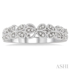 1/10 Ctw Round Cut Diamond Wedding Band in 14K White Gold