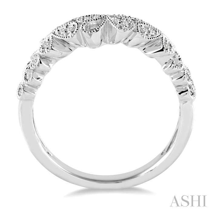1/10 Ctw Round Cut Diamond Wedding Band in 14K White Gold