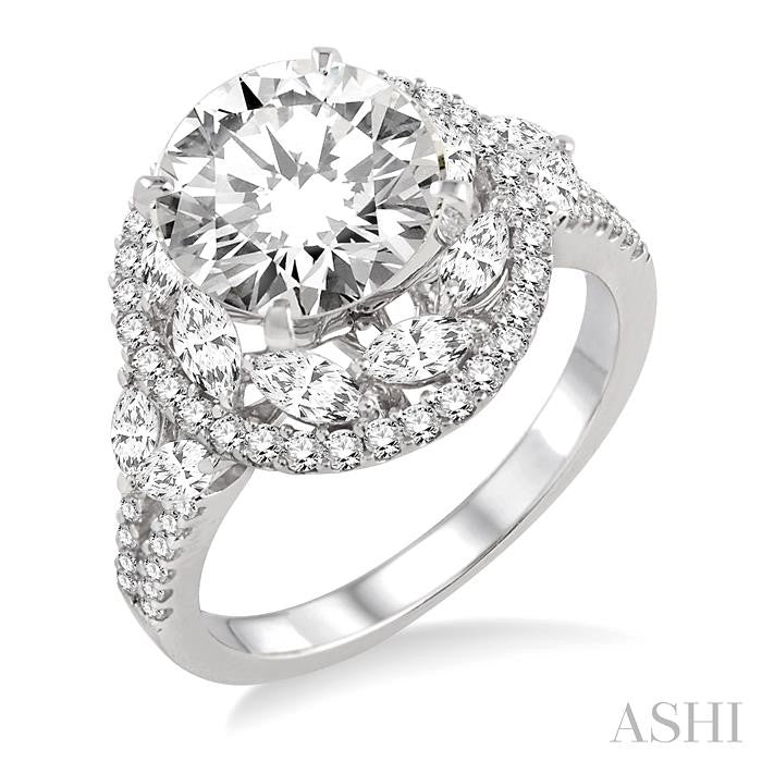 1 1/6 Ctw Diamond Semi-Mount Engagement Ring in 14K White Gold