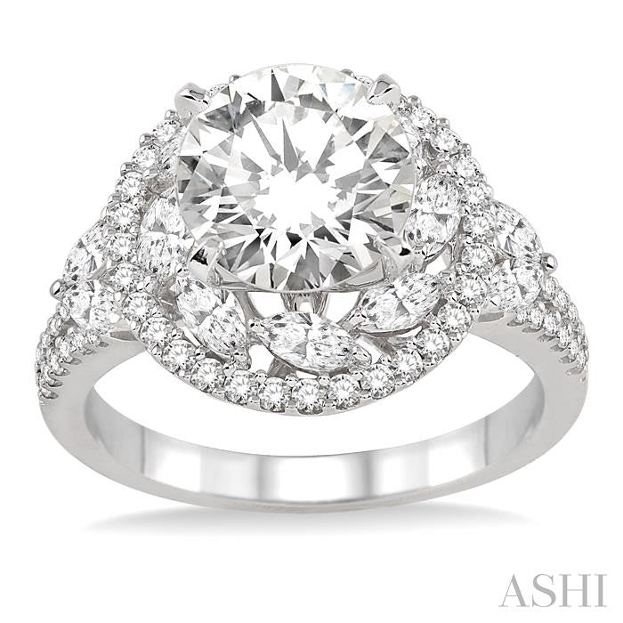 1 1/6 Ctw Diamond Semi-Mount Engagement Ring in 14K White Gold