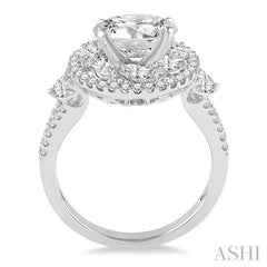 1 1/6 Ctw Diamond Semi-Mount Engagement Ring in 14K White Gold