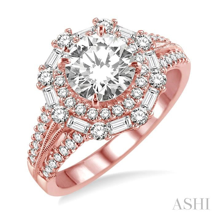 1 1/10 Ctw Diamond Semi-Mount Engagement Ring in 14K Rose Gold