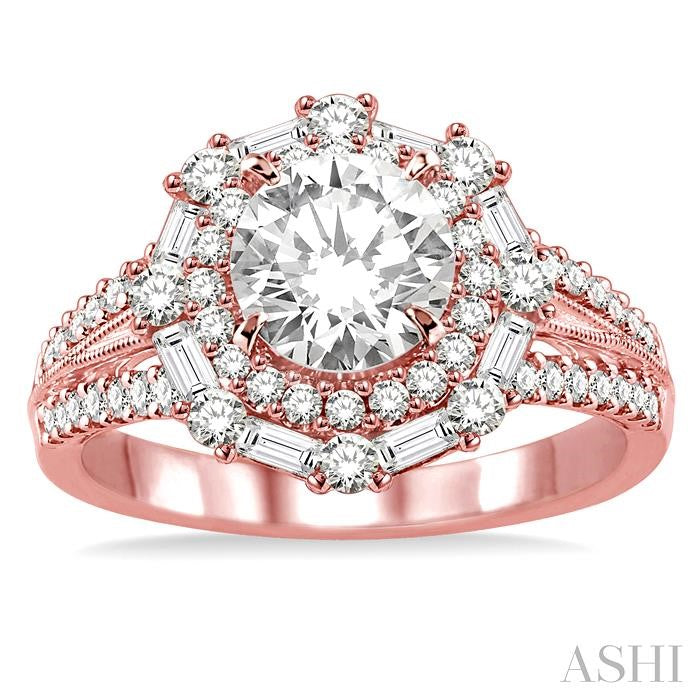 1 1/10 Ctw Diamond Semi-Mount Engagement Ring in 14K Rose Gold