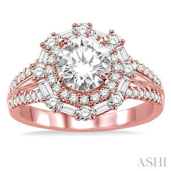 1 1/10 Ctw Diamond Semi-Mount Engagement Ring in 14K Rose Gold