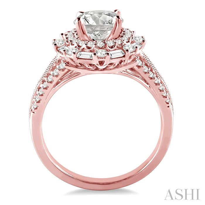 1 1/10 Ctw Diamond Semi-Mount Engagement Ring in 14K Rose Gold