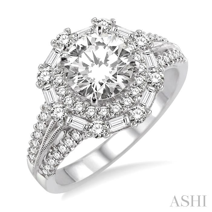 3/4 Ctw Diamond Semi-Mount Engagement Ring in 14K White Gold