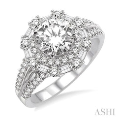 5/8 Ctw Diamond Semi-Mount Engagement Ring in 14K White Gold