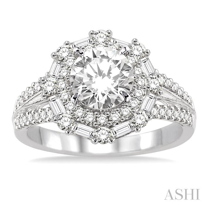 5/8 Ctw Diamond Semi-Mount Engagement Ring in 14K White Gold