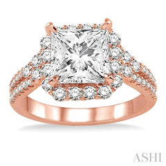 7/8 Ctw Diamond Semi-Mount Engagement Ring in 14K Rose Gold