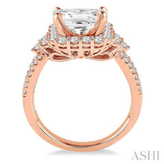 7/8 Ctw Diamond Semi-Mount Engagement Ring in 14K Rose Gold
