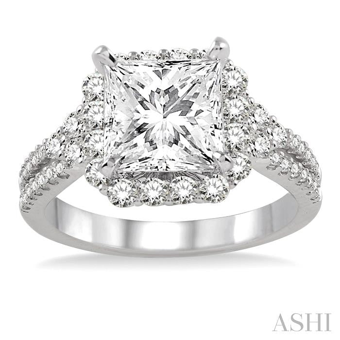 7/8 Ctw Diamond Semi-Mount Engagement Ring in 14K White Gold