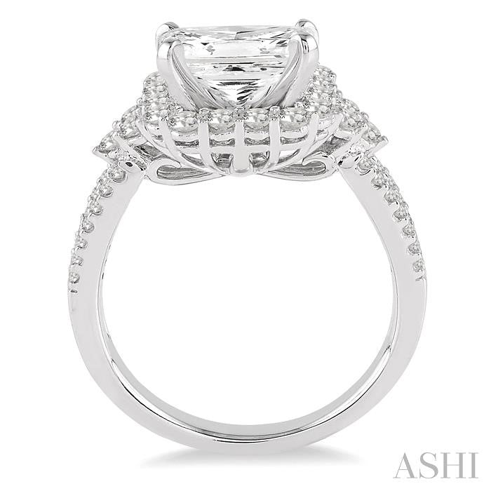 7/8 Ctw Diamond Semi-Mount Engagement Ring in 14K White Gold