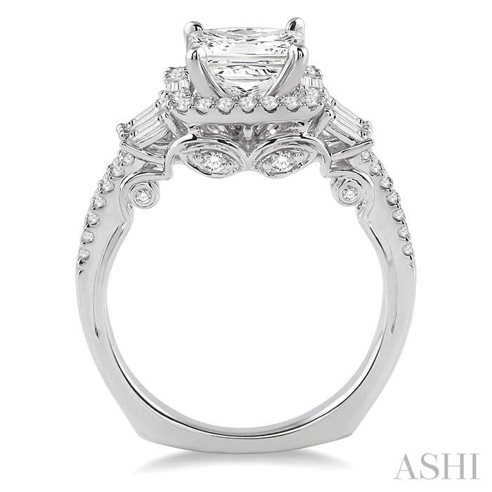 1 1/6 Ctw Diamond Engagement Ring with 5/8 Ct Princess Cut Center Stone in 14K White Gold