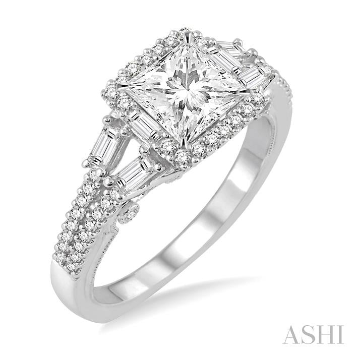 1/2 Ctw Diamond Semi-Mount Engagement Ring in 14K White Gold