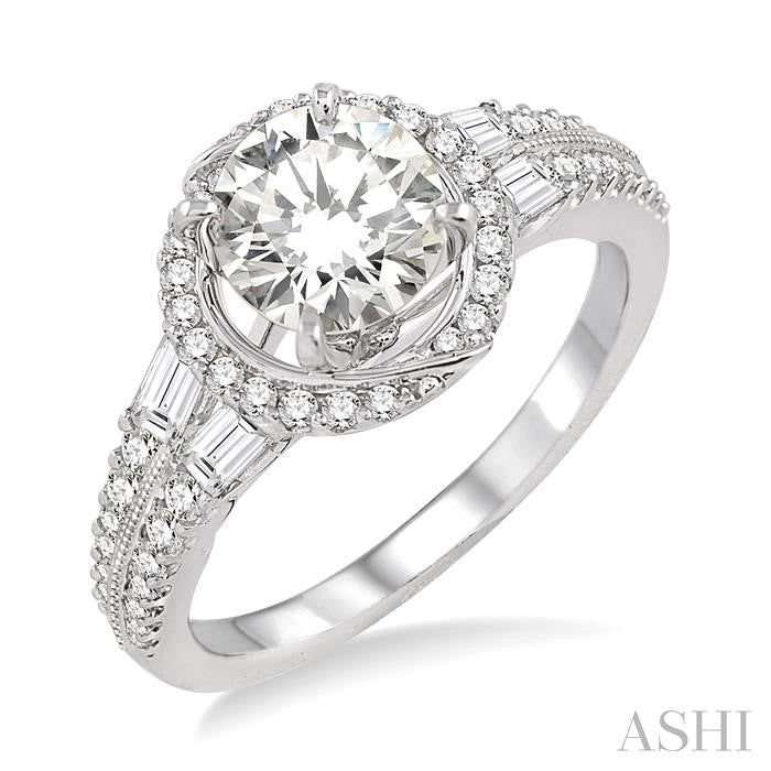 5/8 Ctw Diamond Semi-Mount Engagement Ring in 14K White Gold