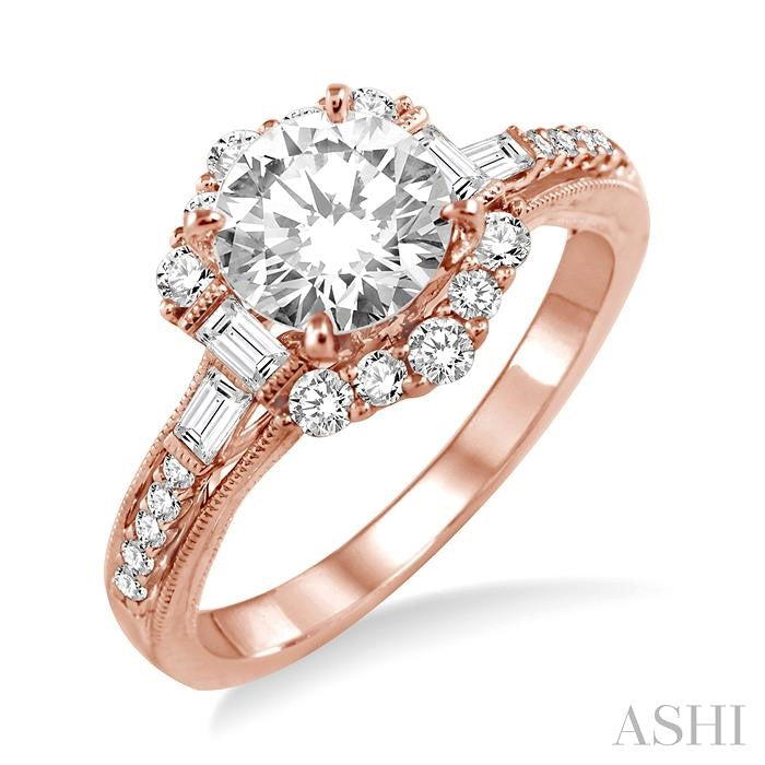 1/2 Ctw Diamond Semi-Mount Engagement Ring in 14K Rose Gold