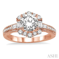 1/2 Ctw Diamond Semi-Mount Engagement Ring in 14K Rose Gold