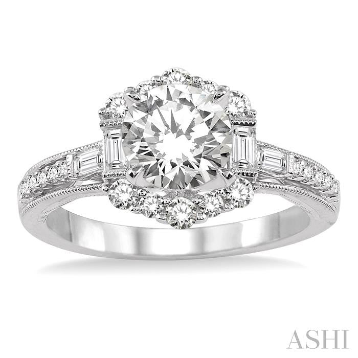 1/2 Ctw Diamond Semi-Mount Engagement Ring in 14K White Gold