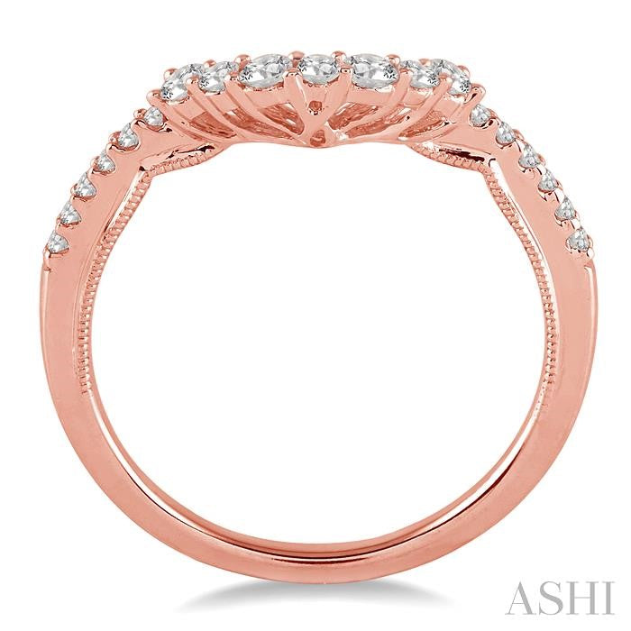 1/3 Ctw Round Cut Diamond Wedding Band in 14K Rose Gold