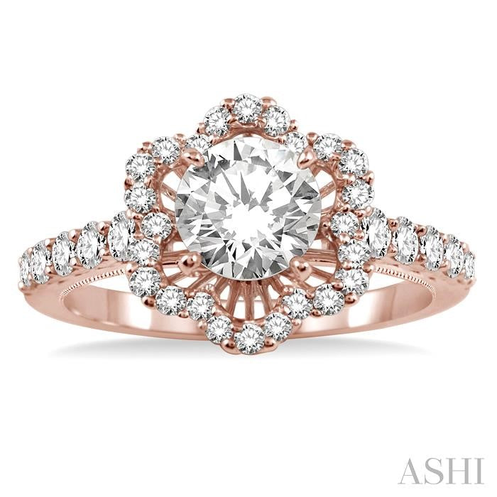 5/8 Ctw Diamond Semi-Mount Engagement Ring in 14K Rose Gold