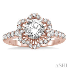 5/8 Ctw Diamond Semi-Mount Engagement Ring in 14K Rose Gold