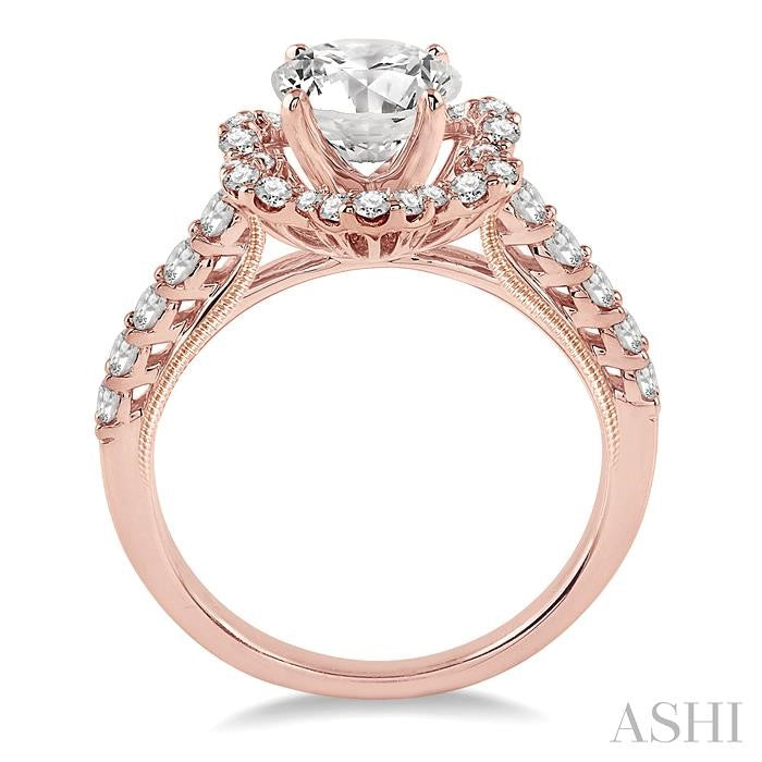 5/8 Ctw Diamond Semi-Mount Engagement Ring in 14K Rose Gold