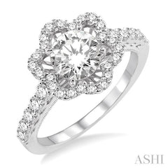 5/8 Ctw Diamond Semi-Mount Engagement Ring in 14K White Gold