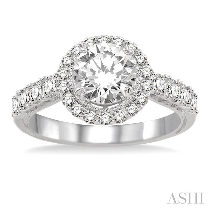 5/8 Ctw Diamond Semi-Mount Engagement Ring in 14K White Gold