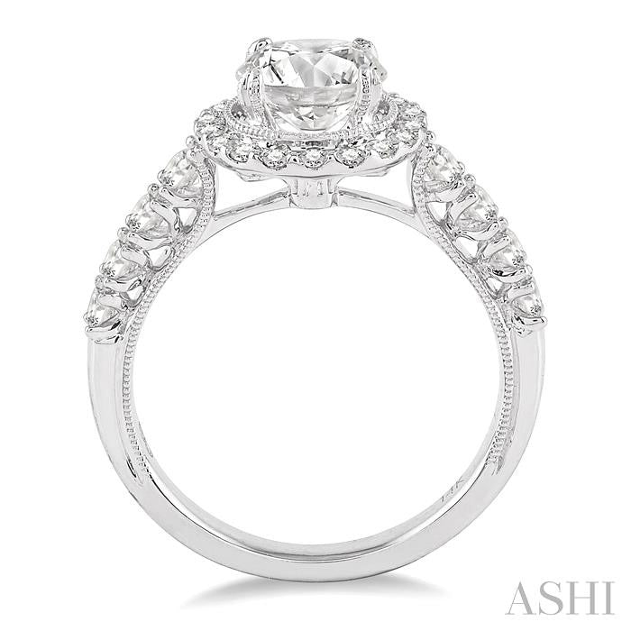 5/8 Ctw Diamond Semi-Mount Engagement Ring in 14K White Gold