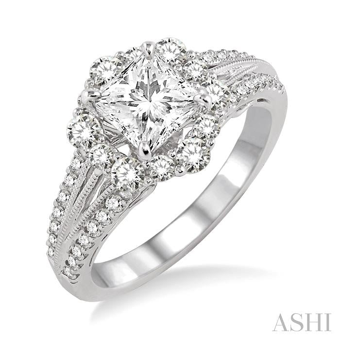 3/4 Ctw Diamond Semi-Mount Engagement Ring in 14K White Gold