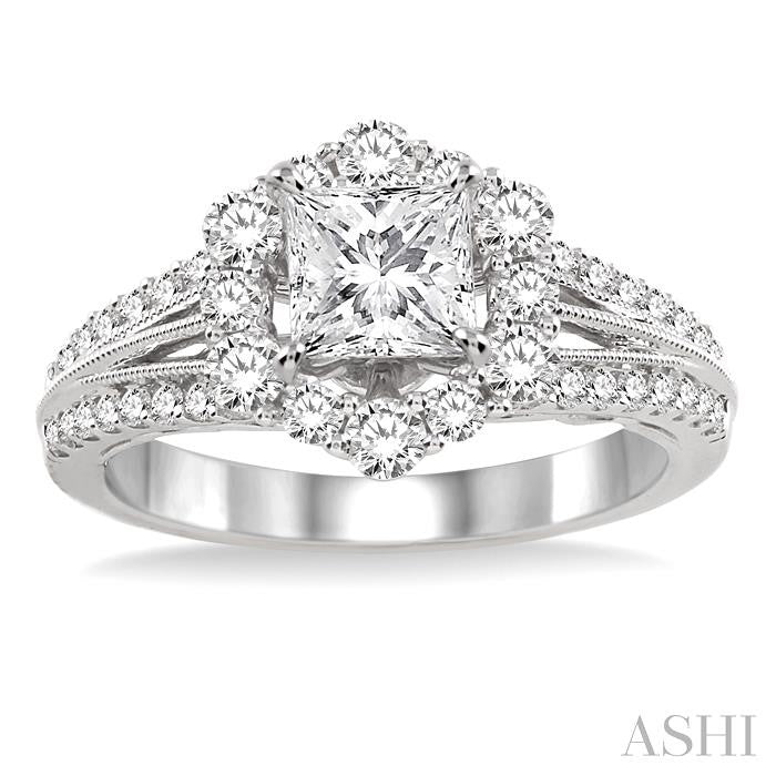 3/4 Ctw Diamond Semi-Mount Engagement Ring in 14K White Gold