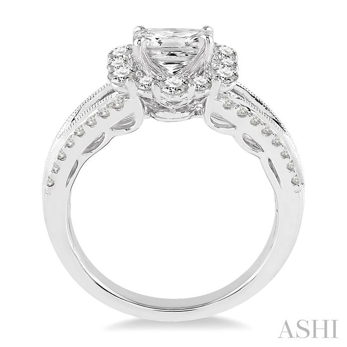 3/4 Ctw Diamond Semi-Mount Engagement Ring in 14K White Gold