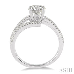 3/4 Ctw Diamond Engagement Ring with 1/2 Ct Round Cut Center Stone in 14K White Gold